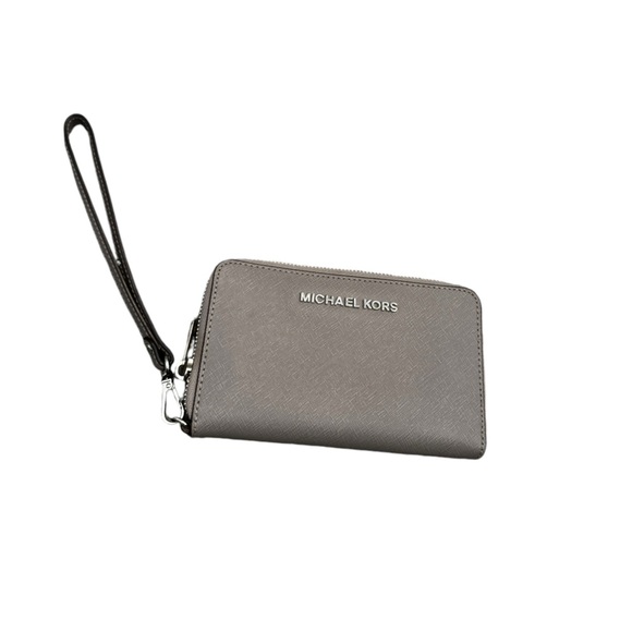 Michael Kors Jet Set Travel MK Signature Leather MF Phone Case Wristlet Wallet - Picture 1 of 7